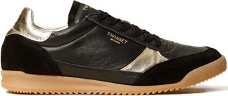 Twin-Set laminated-details running sneakers - women - Rubber/Calf Leather/Calf Leather - 37 - Black