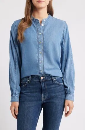 Cloth & Stone Lace Trim Denim Shirt in Winter Tides Wash at Nordstrom Rack, Size X-Large