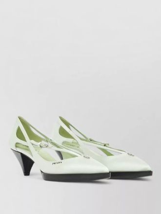 Prada silk mid heel pumps