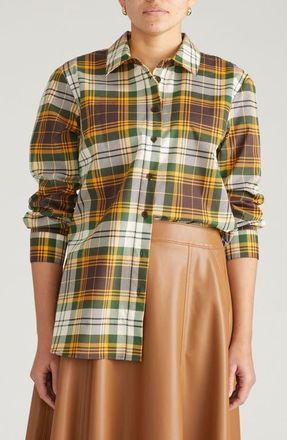 Universal Standard The Artist Poplin Shirt in Brown Plaid at Nordstrom, Size Xl