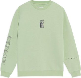 Li-Ning BADFIVE Sports Basketball Series Printing Sports Round Neck Pullover Green AWDS135-5