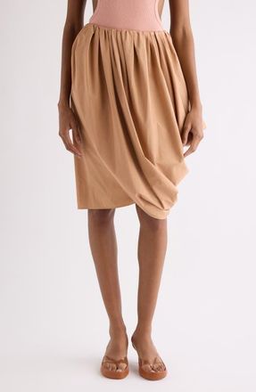 Chlo&eacute; Draped Organic Cotton Poplin Skirt in Reef Shell at Nordstrom, Size 10 Us