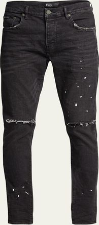 Purple Mens P001 Black Overspray Skinny Jeans