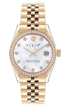 Philipp Plein Date Superlative Bracelet Watch, 34mm in Ip Yellow Gold at Nordstrom