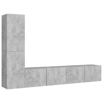 Berkfield Home 4 Piece TV Cabinet Set Concrete Grey Engineered Wood