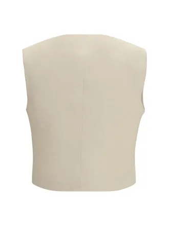 P.A.R.O.S.H. Sleeveless Gold-Button Wool Vest - Beige