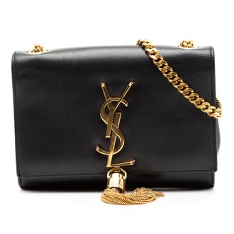 Saint Laurent Tweedehands Kleine Glad Kalfsleer Monogram Kate Tassel Crossbody