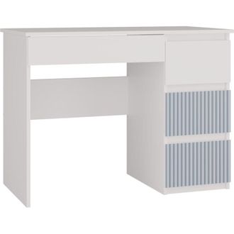 Topeshop Meso - Scrivania in stile moderno/camera dei bambini - 98x51x76 cm - 4 cassetti a destra - Bianco e blu