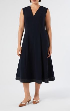 Marina Rinaldi Cady Fit & Flare Midi Dress in Midnight Blue at Nordstrom, Size 14W
