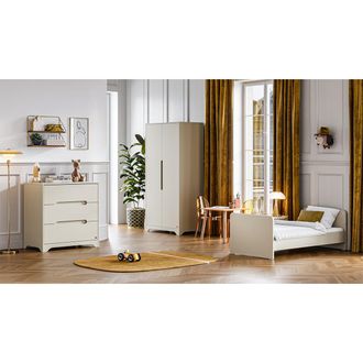 Vox Chambre Compl&egrave;te Lit &Eacute;volutif 70x140 Commode &Agrave; Langer Et Armoire 2 Portes Vox Ova Beige