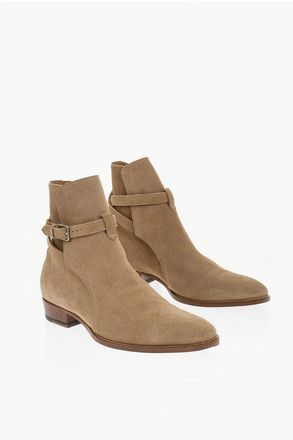 Saint Laurent Suede Booties with Ankle Strap size 42