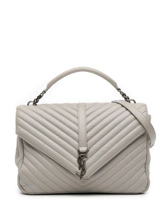 Saint Laurent 2016 Large Chevron Sheepskin Monogram College satchel - Grey