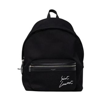 Saint Laurent Backpacks, male, Black, ONE SIZE, Signature Canvas Backpack