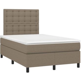 vidaXL Vidaxl - Cama Box Spring Con Colch&oacute;n Y Led Tela Gris Taupe 120x190 Cm