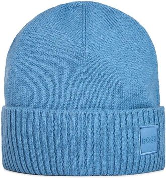 HUGO BOSS Geribbelde wintermuts voor volwassenen (Hemelsblauw)