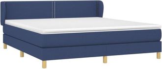 vidaXL Cama Box Spring Con Colch&oacute;n Tela Azul 180x200 Cm Vidaxl