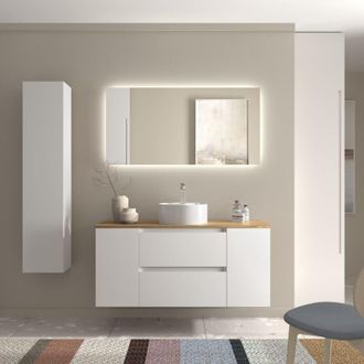 Cygnus Bath Mueble Baño Bequia 120cm y coqueta Centrado y lavabo Blanco 120x45x56