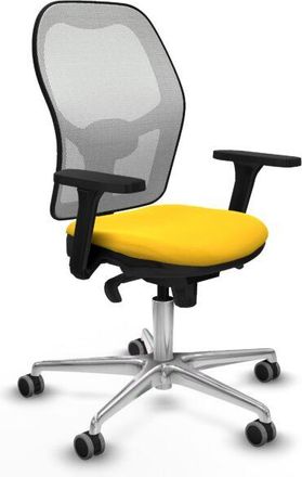 Piqueras y Crespo Piqueras Y Crespo - Jorquera Sincro Malla Blanca Similpiel Amarillo Brazos 3d Base Aluminio Ruedas 65mm Engomada