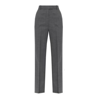 Ganni Wide Trousers, female, Gray, Size: XL Creased Trousers