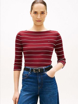 Tommy Hilfiger Slim Three-Quarter Sleeve Boat Neck T-Shirt