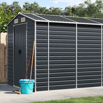 Berkfield Home Garden Shed Anthracite 191x640x198 cm Galvanised Steel in Black | Size: 191 x 640 x 198 cm