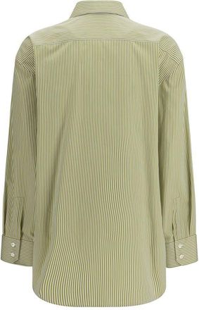 Saint Laurent Vertical-Striped Cotton Shirt - Green