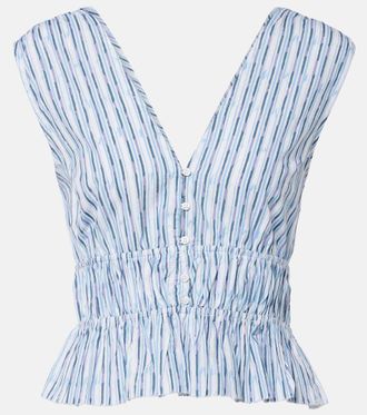 Velvet Verena striped cotton-blend top