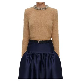Self Portrait Gebreide trui met kraaltjes - Dames - Truien - Beige - Maat: L Wol