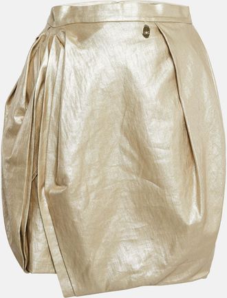 Elisabetta Franchi Gold Linen Draped Mini Skirt
