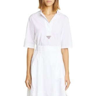 Fabiana Filippi Short Sleeve Stretch Cotton Top in Bianco at Nordstrom, Size 2 Us