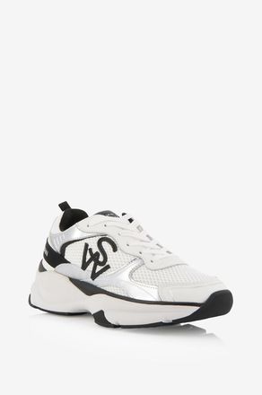 Stuart Weitzman Niedrige Sneakers aus Mesh und Leder SW Trainer