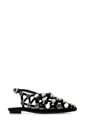 The Attico Womens Black Suede Grid Ballerinas Ballerine Flat Shoes