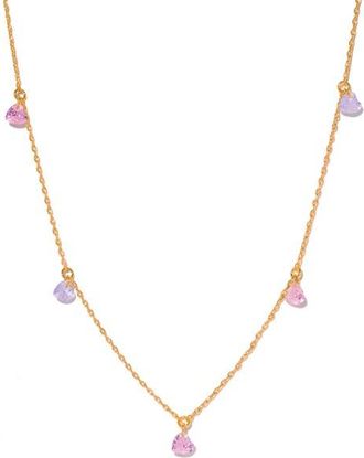 Girls Crew Love Notes Cubic Zirconia Heart Station Necklace in Gold at Nordstrom