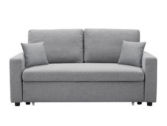 VENTE-UNIQUE.COM Sof&aacute; cama poli&eacute;ster 3 plazas gris claro 168x101cm