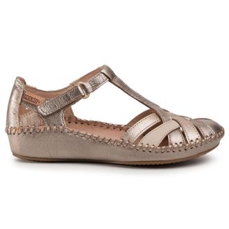 Pikolinos Puerto Vallarta 655 Leather Womens Hook and loop Sandals - Stone - Size:UK 7-7.5