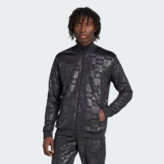 adidas Originals Mens Monogram All Over Print Regular Track Top - Black - Size X-Small