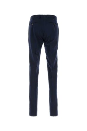 Pantaloni Torino Mens Navy Blue Cotton Blend Pant Exterior: Silk Pantaloni Trousers