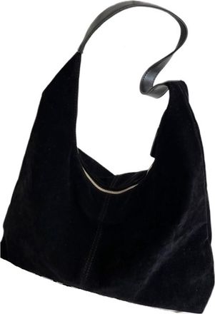 Generic Compatible For Women Soft Suede Leather Shoulder Hobos Bag Handbags Bags Designer Underarm Commuter Travel Hand Tote(Black)