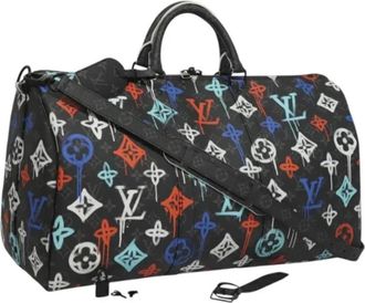 Louis Vuitton Tweedehands Canvas Louis Vuitton tassen - Dames - Vintage Weekendtas - Zwart - ONE Size - Vintage