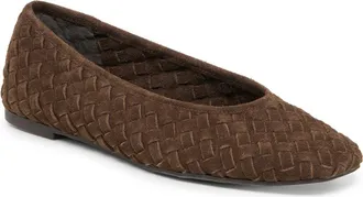 Dolce Vita Mycah Wovan Flat in Dark Brown Woven Suede at Nordstrom, Size 7.5