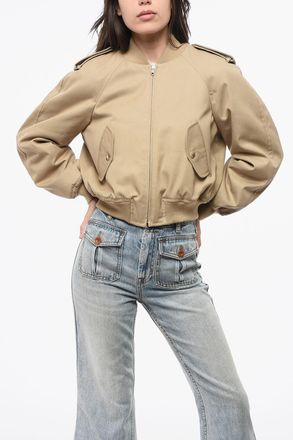 Moschino COUTURE! Solid-Color Cropped Bomber with Two Pockets Moschino