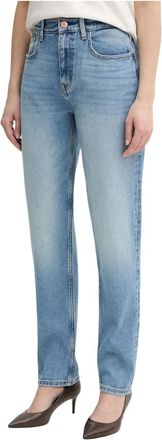 Guess High-Rise Tapered Jeans - Dames - Regular Fit Jeans - Blauw - W29 L32 - Katoen - Jeans
