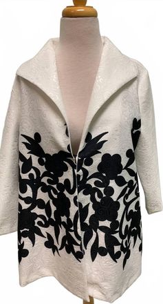 Joseph Ribkoff Womens Quilted Open-Front Jacket In Black & White