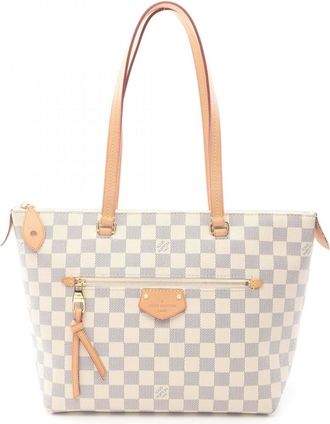 Louis Vuitton White Coated Canvas Leather Handbag Tote Bag (Pre-Owned)