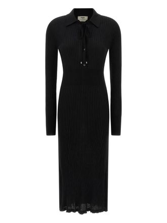 Fendi Essential ribbed-knit dress - women - Wool - 42 - Black