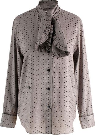 Dior Grey Polka Dot Silk Blouse Size XXS