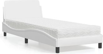vidaXL Cama Con Colch&oacute;n Cuero Sint&eacute;tico Blanco 90x200 Cm Vidaxl