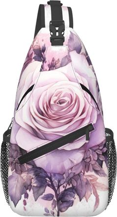 Generic Rose Purple Cross Body Bag Adjustable Shoulder Bag Lightweight Crossbody Bags For Camping Outdoors Sports