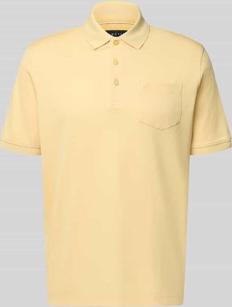 Bugatti Regular Fit Poloshirt mit Brusttasche und Label-Stitching in Hellgelb, Gr&ouml;&szlig;e XXXL