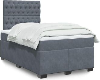 vidaXL Cama Box Spring Con Colch&oacute;n Terciopelo Gris Oscuro 120x200 Cm Vidaxl